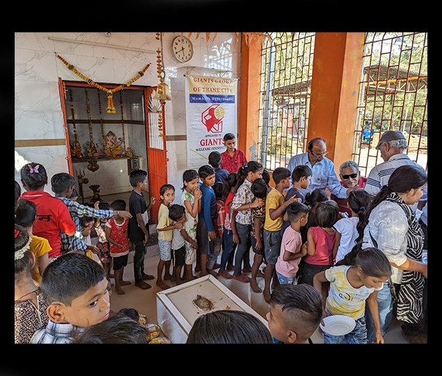 Distribution of food to Adivasis