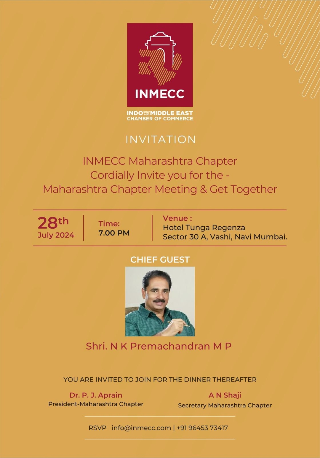 Indo Gulf and Middle East Chamber of Commerce Maharashtra Chapter Meeting Scheduled for July 28