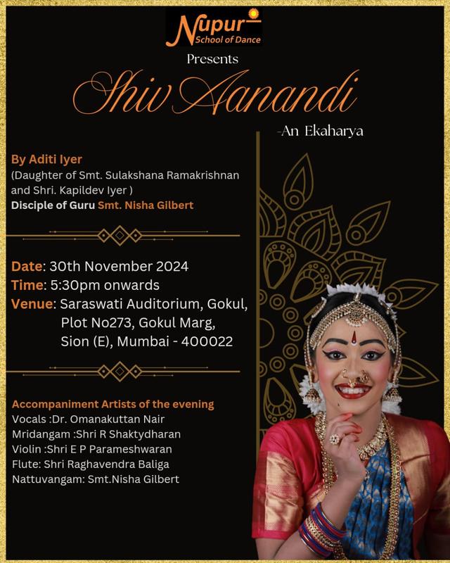 Nupur School of Dance to Present Shiv Aanandi in Mumbai on November 30th